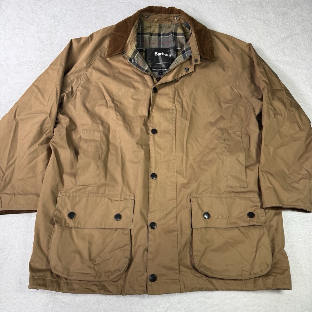 Barbour Vintage Beaufort Wax Jacket XL Brown Lightweight Hooded Flannel Lined